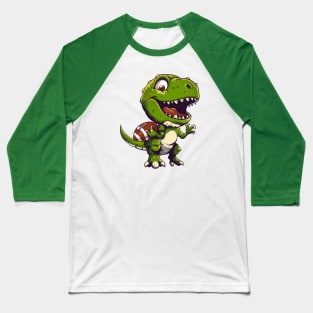 Funny Dino Playing American Football Baseball T-Shirt